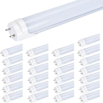 5FT T8 LED Tube Light, Type A Plug& Play, Type B Ballast Bypass Double Ended, 26W=65W, 3000LM, 5000K, Frosted, 25 Pack