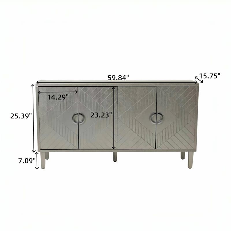 Stylish and Functional 4-Door Storage Cabinet with pine legs