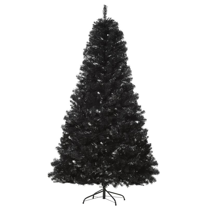 7FT Black Douglas Fir Artificial Christmas Tree, Realistic Design with 1,346 Tips, Halloween & Christmas Style