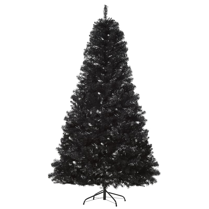 7ft Unlit Black Douglas Fir Christmas Tree with 1346 Branch Tips, Realistic and Full Holiday Decoration for Christmas
