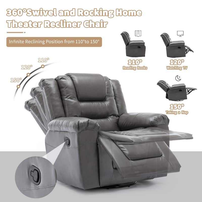 Roomfitters 2-Seater Manual Home Theater Recliner Chair with Storage Box and Cup Holders, Grey