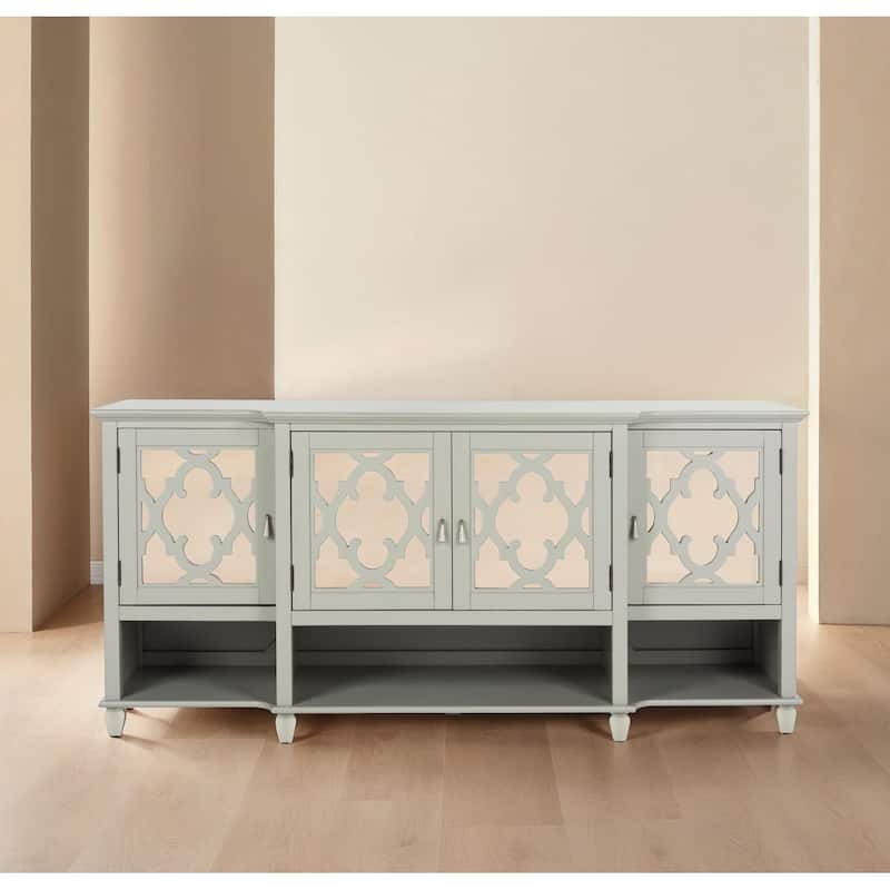 SAFAVIEH Couture Lecarlo Mirrored Wood Sideboard - 72"W x 19"D x 34"H - Grey