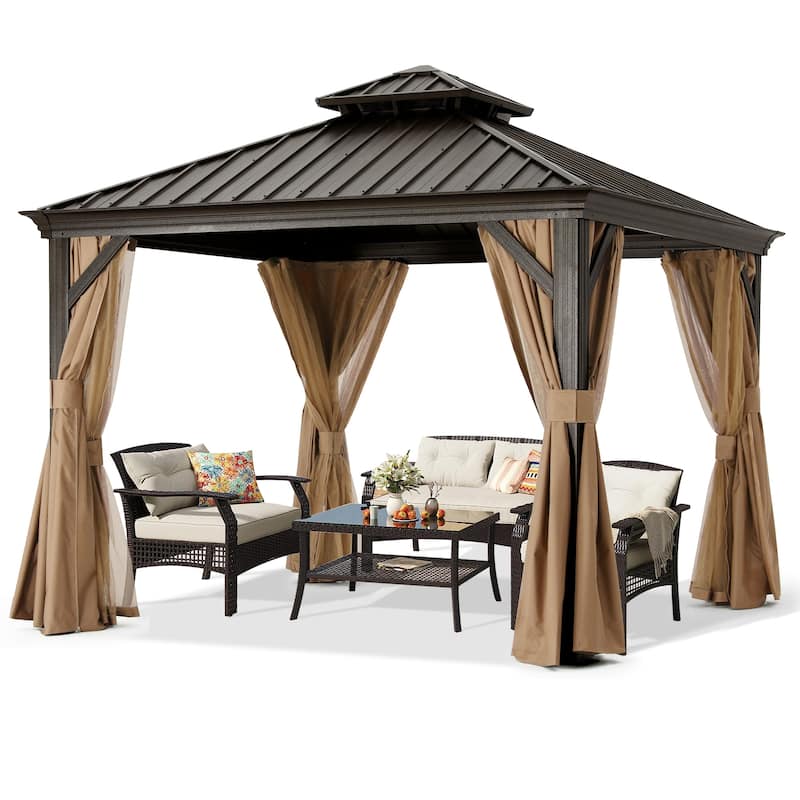 ABCCANOPY Outdoor Hardtop Gazebo with Galvanized Steel Double Roof