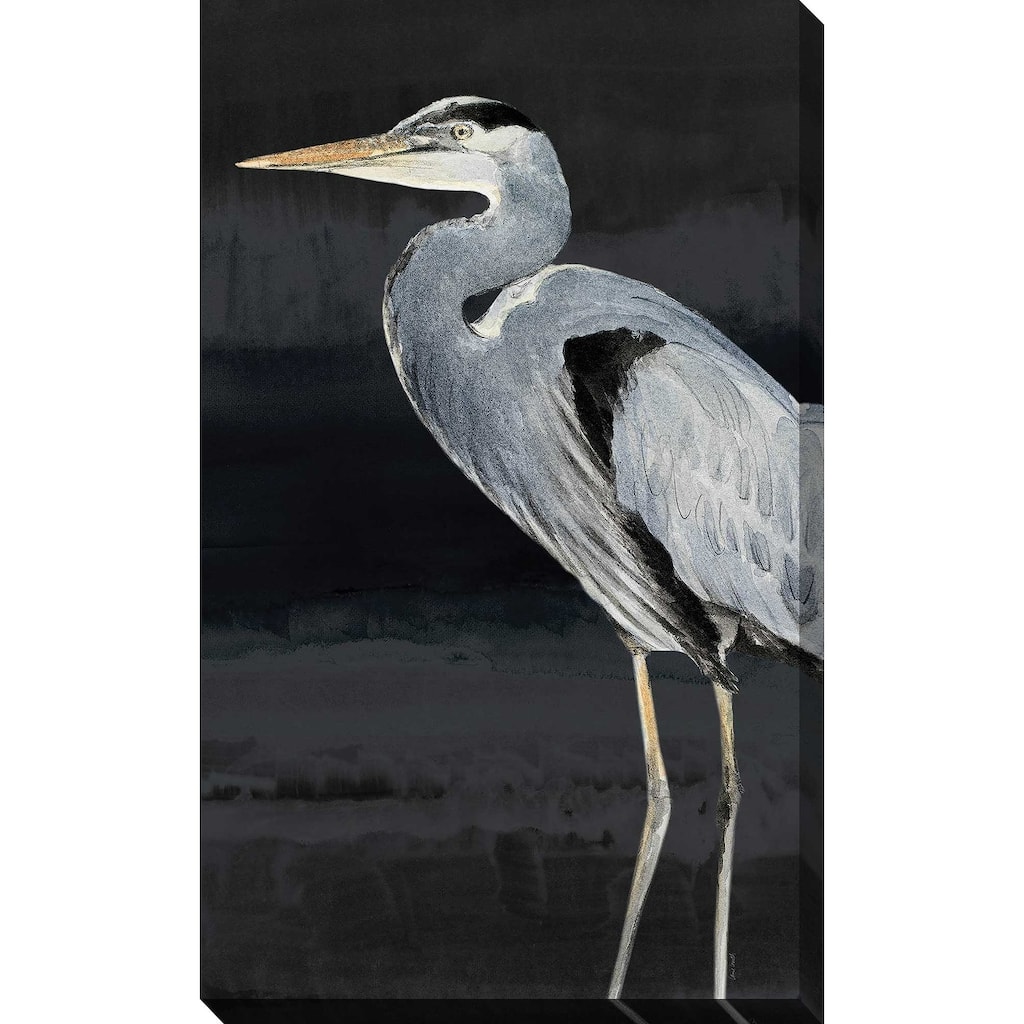 "Heron on Black I" Print on Canvas