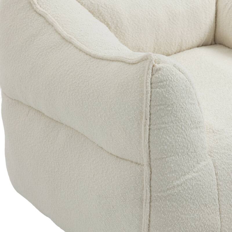 Boucle Bean Bag Chair Chair Sets with High Back Support and 300lb Capacity