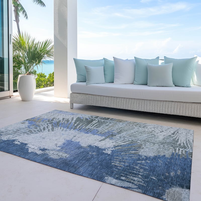 Machine Washable Indoor/ Outdoor Chantille Modern Burst Rug
