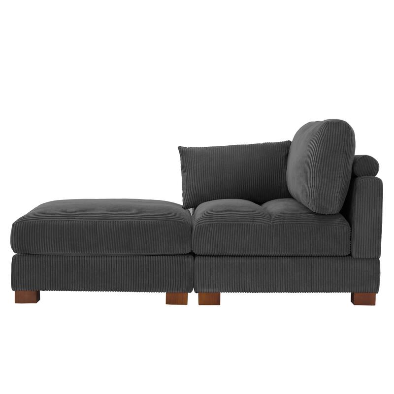 Modern 43'' Corduroy Comfy Sectional Chaise Lounge with Pillow