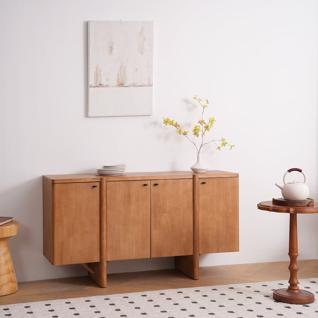 Christopher Knight Home - Noah 55" Wide Storage Sideboard with Adjustable Shelves and Sleek Modern Design