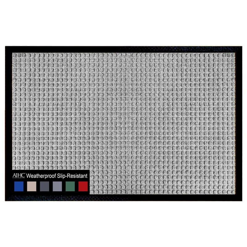 A1HC New Durable and Versatile Polypropylene Rubber Door Mat All Weather Inside Outside Door Mat - 32"x48" - Waffle Light Gray