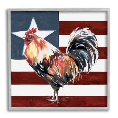 Stupell Americana Rooster Single Star United States Flag Framed Wall Art - Red
