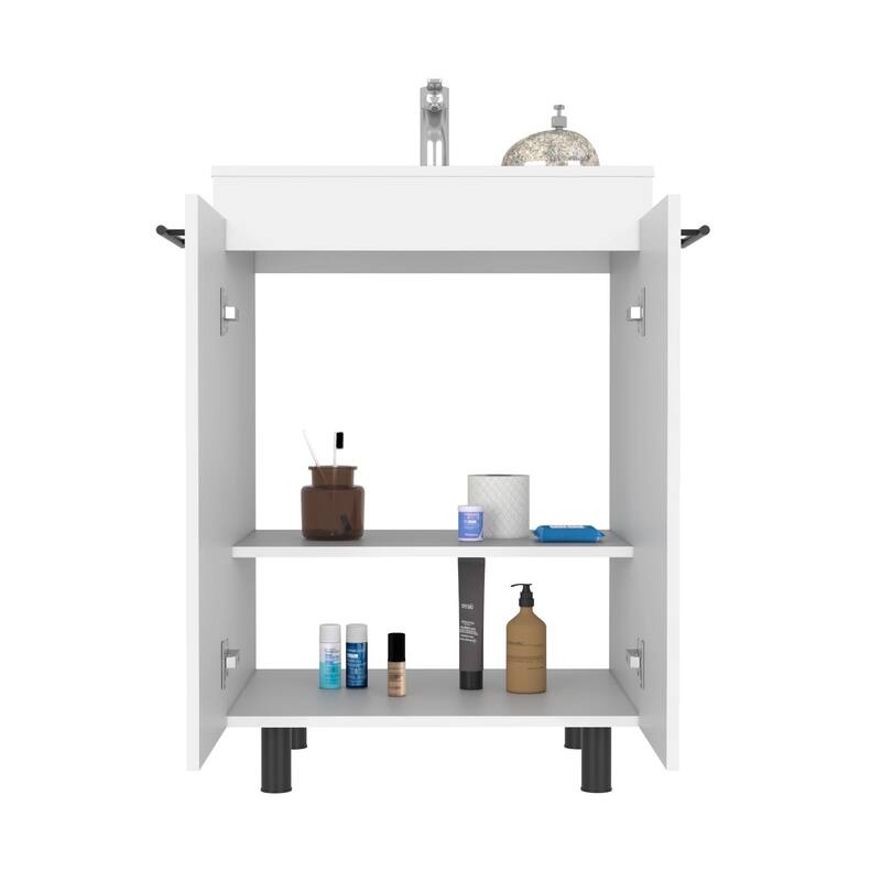 Modern Vanity with Durable One-Hole Resin Sink and Drop-In Design - 23.8"W x 34.1"H - 18.1in L