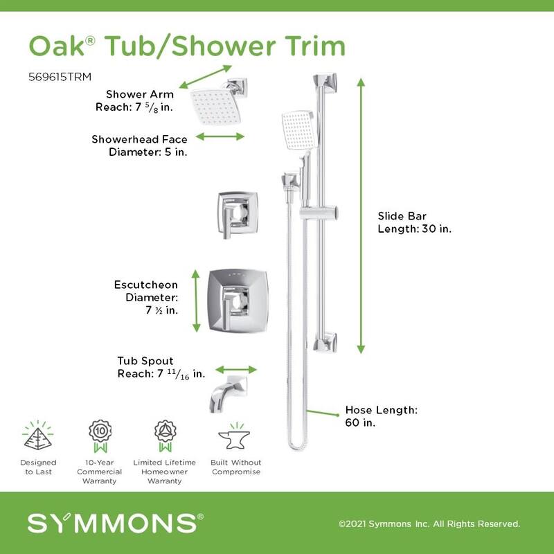 Symmons 569615TRM Oak Tub and Shower Trim Package with 1.5 GPM Single