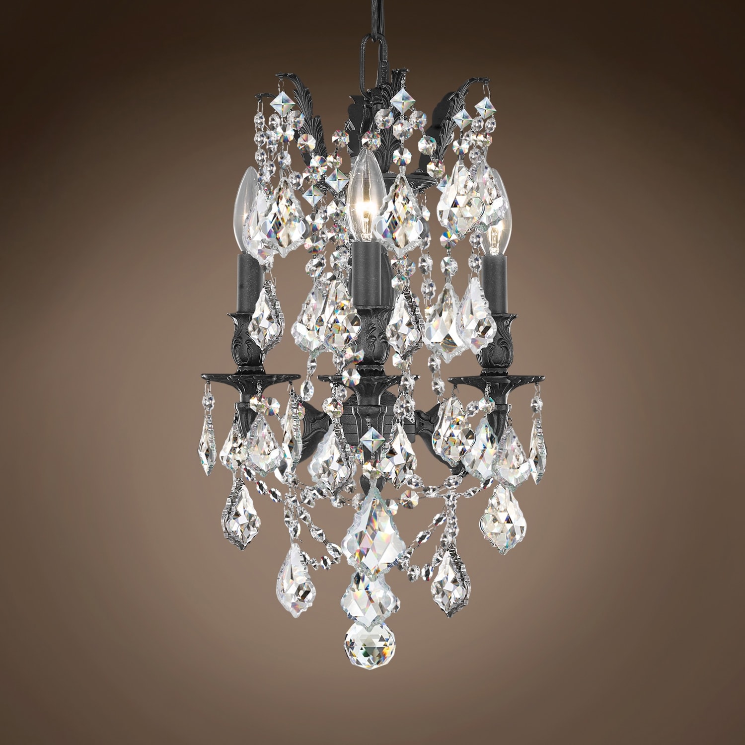 Versailles 3 Light Led 13 Dark Bronze Chanelier With Clear European  Crystals - 18.00 - Bed Bath & Beyond - 39022367