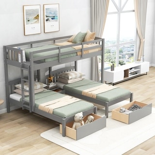 3-in-1 Twin Size Solid Wood Bunk Bed Storage Bed for Kids - Bed Bath ...