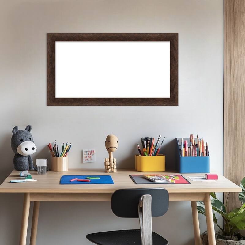 Amanti Art Warm Walnut Narrow Framed Dry Erase Magnetic Board
