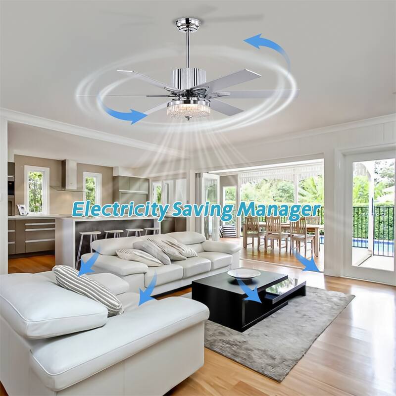 3 Speed Modern Ceiling Fan Light with Remote and 6 Blade, AC Motor