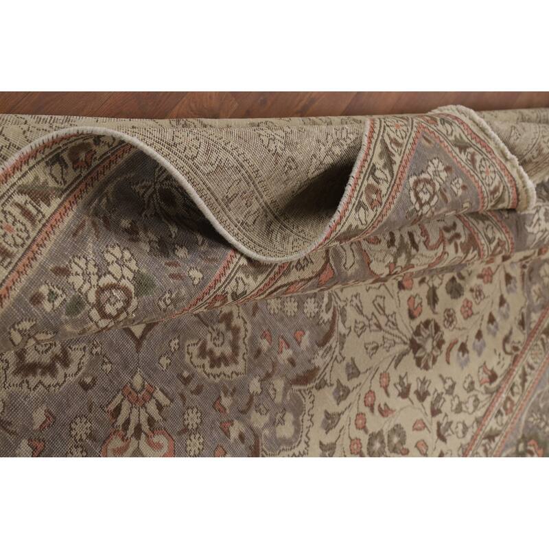 Tabriz Persian Vintage Rug Bedroom Hand-Knotted Wool Carpet - 8'5" x 11'2"