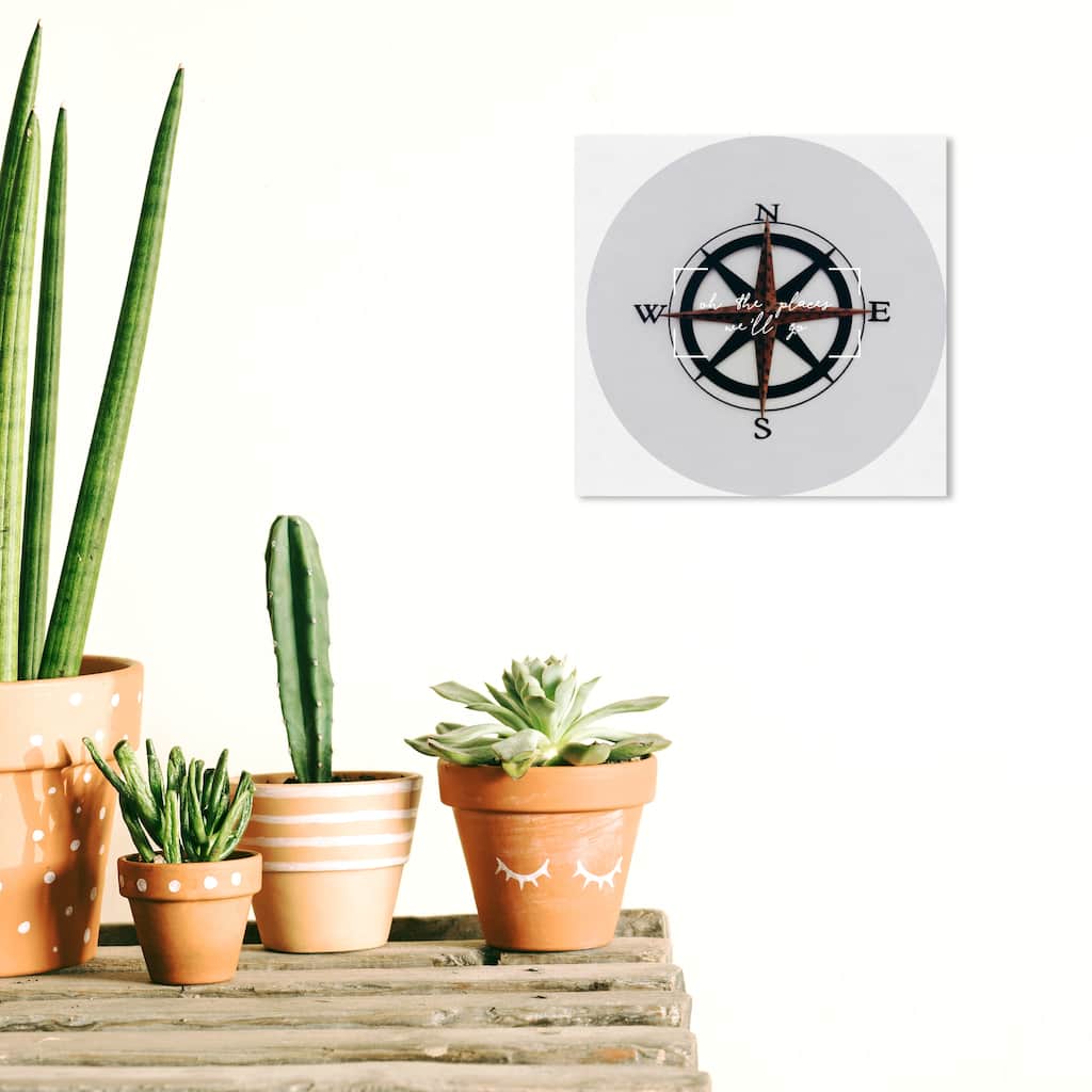 Wynwood Studio Prints Nautical and Coastal Compass White and Nautical & Coastal Wall Art Canvas Print