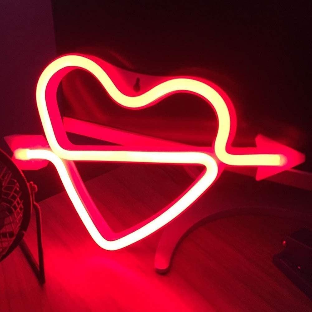 Heart Sign The Arrow of Love Neon Lights up Sign - Standard - On Sale - 32894392