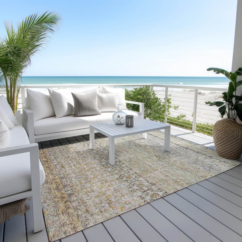 Machine Washable Indoor/ Outdoor Boho Ombre Chantille Rug
