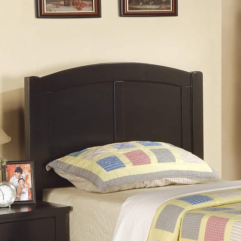 Twin Size Panel Bed with Carved Headboard and Rubberwood Frame