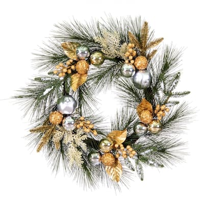 Vickerman 24" Artificial Christmas Wreath, Unlit - GREEN
