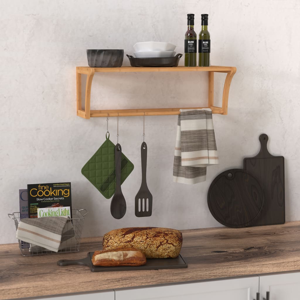 ClosetMaid Bamboo Wall Shelf with Towel Rod