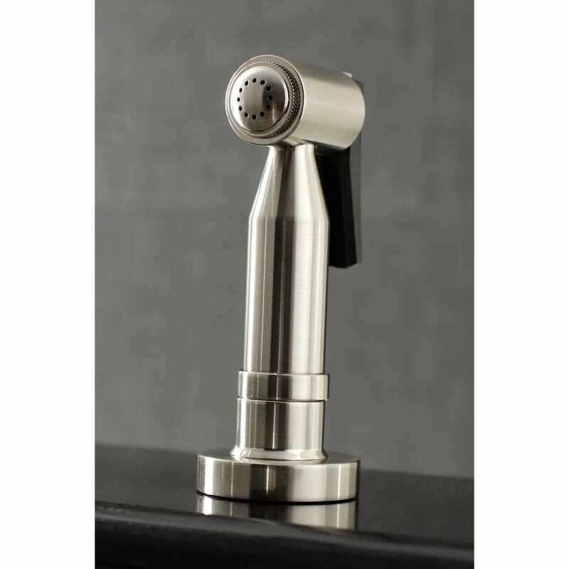 Kingston Brass Concord Two-Handle Gooseneck Bridge Kitchen Faucet with Brass Sprayer