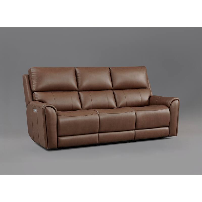 86.5'' W Top Grain Leather Triple Power Sofa with Adjustable Power Headrest and Lumbar
