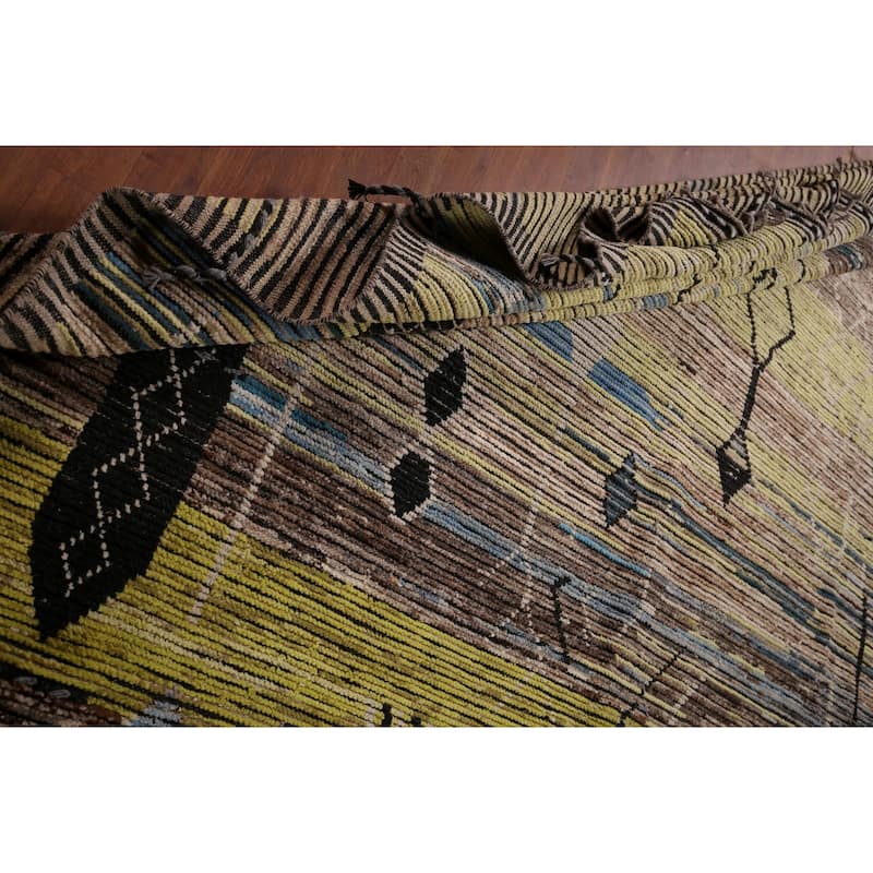 Moroccan Abstract Area Rug Handmade Modern Wool Carpet - 8'10"x 12'9"