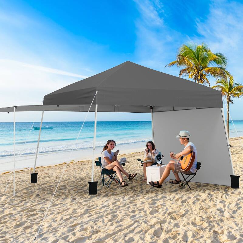 Gymax 14 X 9.2 FT Pop up Canopy Tent w/ 2 Convertible Sidewalls to