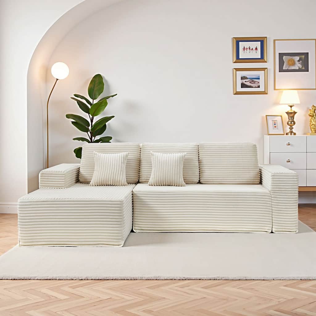 Indoor Oversized Loveseat Chaise Lounge Chair - Beige Color