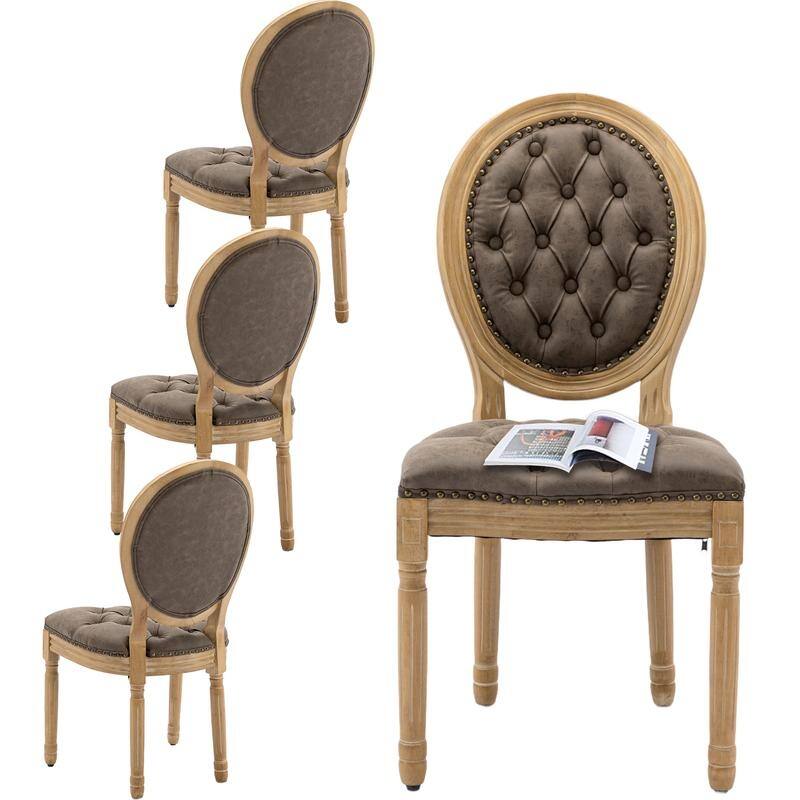 French Style Solid Wood Dining Chair with Nailhead Set of 4