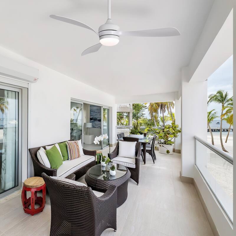 Sofucor 52 Inch Ceiling Fan With Light and Remote Brushed Nickel Low Profile Ceiling Fan 6 Wind Speed - 52in