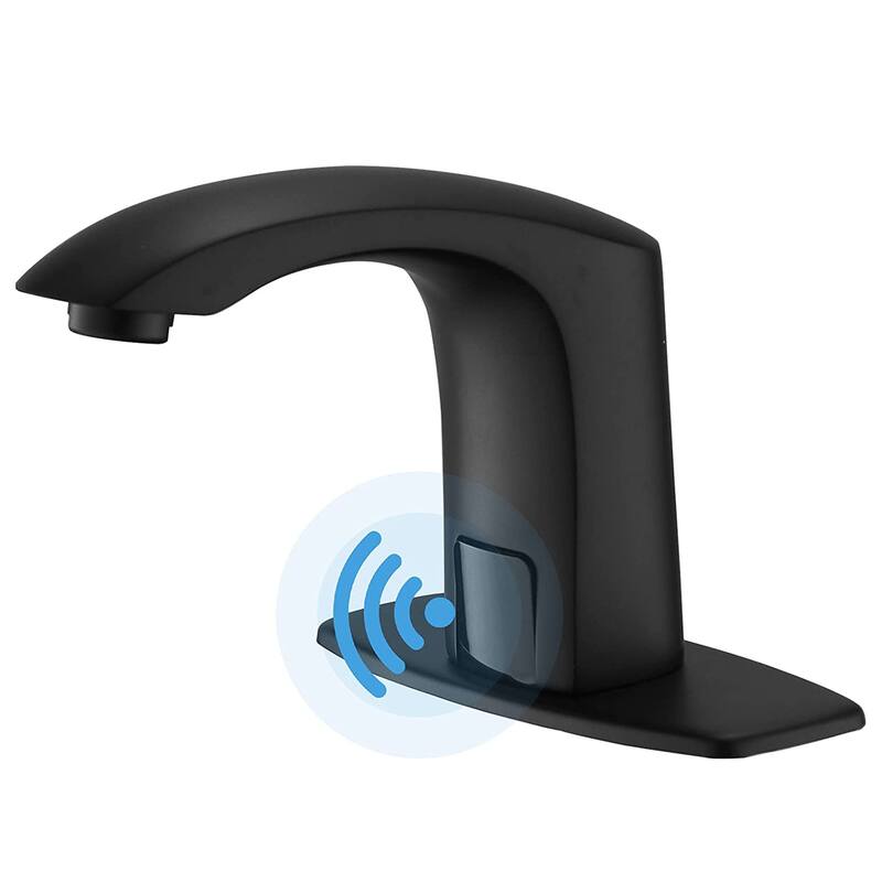 Touchless Bathroom Sink Faucet Automatic Sensor Single Hole Modern Bathroom Vanity Basin Faucets Smart Mixer Taps With Valve - Matte Black