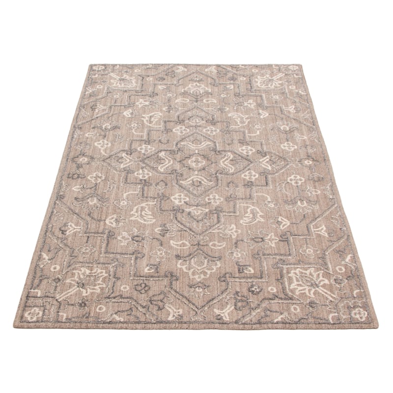 ECARPETGALLERY Hand-knotted Tangier Taupe Wool Rug - 5'0 x 7'11
