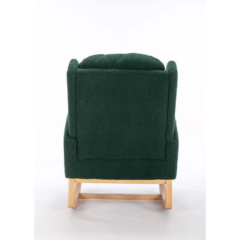 Modern Teddy Fabric Rocking Chair With Packet Wood Leg