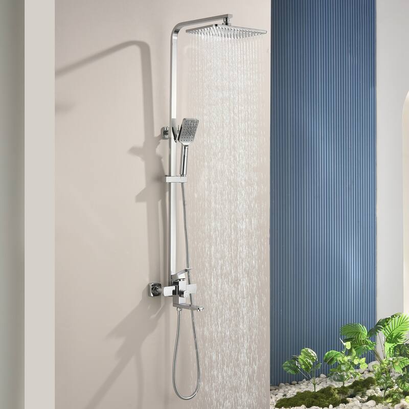 46"H 3-Function Stainless Steel Wall-Mounted Shower System