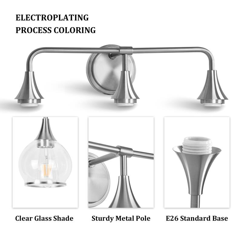 Modern Vanity Lights Dimmable Bathroom Light Fixtures with Glass Shade