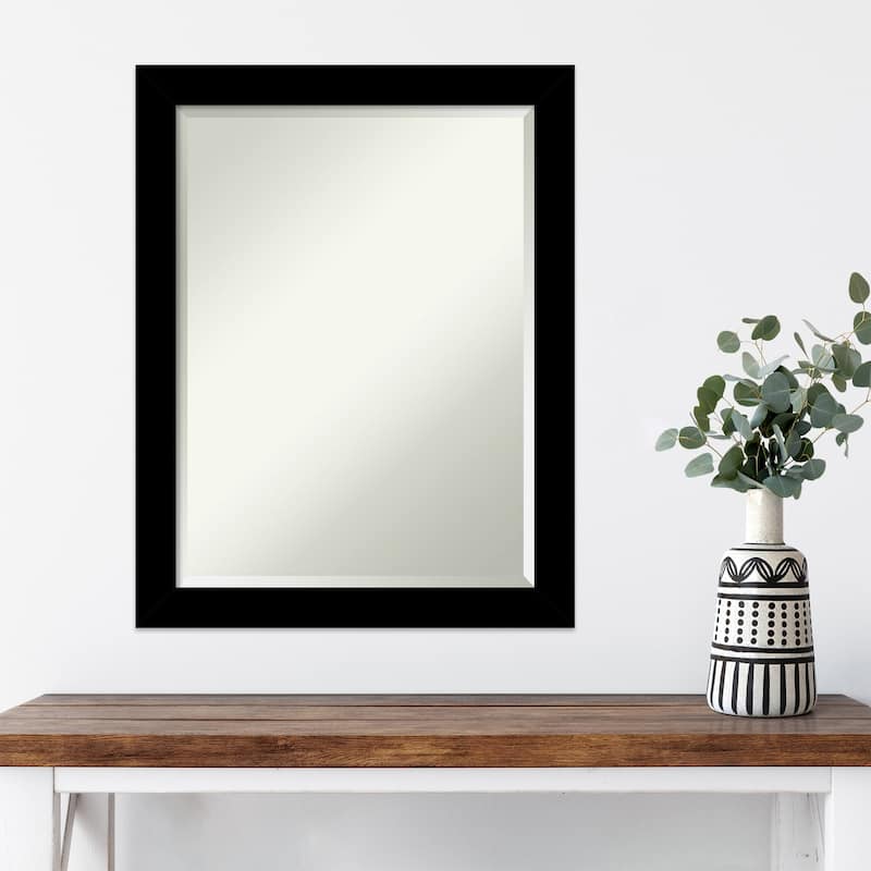 Basic Narrow Beveled Wood Framed Wall Mirror