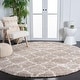 preview thumbnail 32 of 120, SAFAVIEH Hudson Shag Vitchka Glam Trellis 2-inch Area Rug 7' x 7' Round - Beige/Ivory