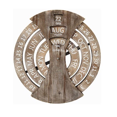 Rustic Wood Wall Mounted Spin Perpetual Calendar
