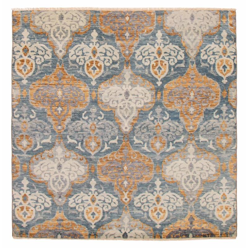 ECARPETGALLERY Hand-knotted Mystique Dark Blue Wool Rug - 8' x 8' - Dark Blue - 8' x 8' - Square