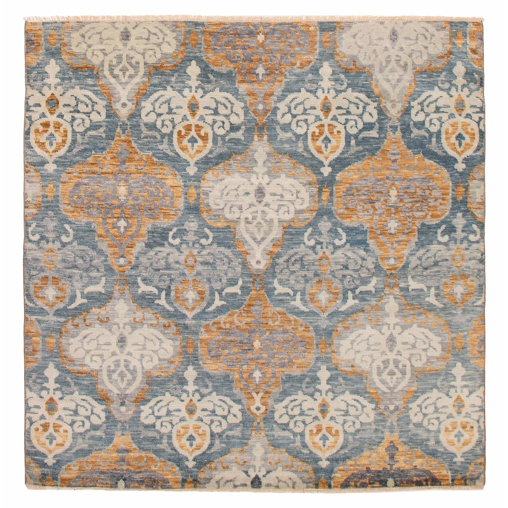 ECARPETGALLERY Hand-knotted Mystique Dark Blue Wool Rug - 8' x 8'