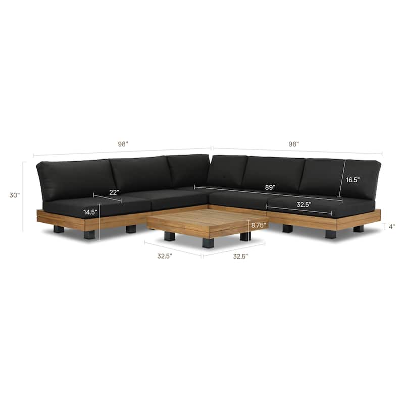 Poly and Bark Celenza Modular Full-Corner Sectional Set with Coffee Table