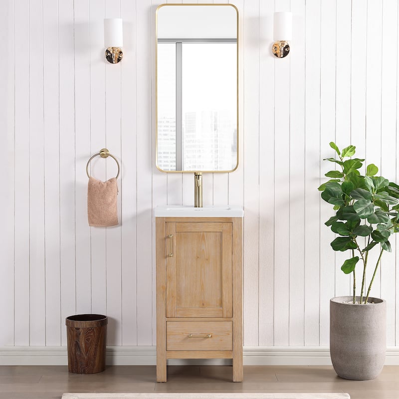Gela Single Bath Vanity with Ceramic Basin Top and Mirror