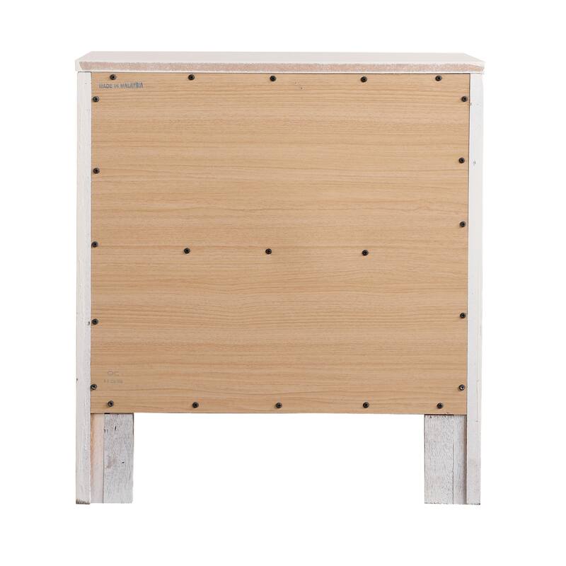 2 Drawer White Nightstand, 25 Inch Classic Wood Bedside Table with Dovetail Drawers and Refined Style