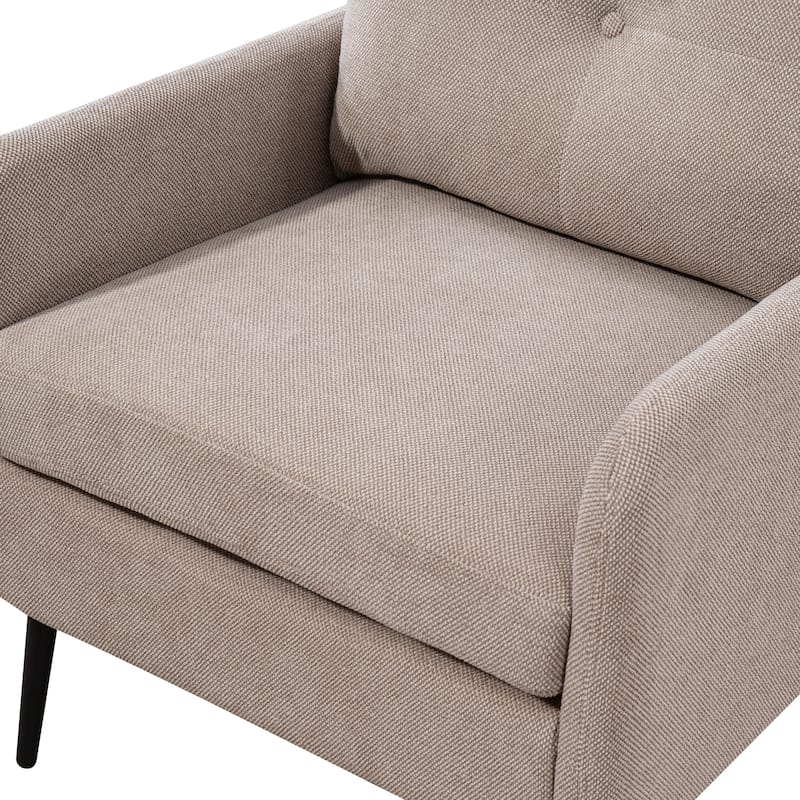 Accent Chair With Metal Black Legs,Comfy Chenille Club Fabric Armchair,Single Sofa Chair, Accent Club Guest Chair