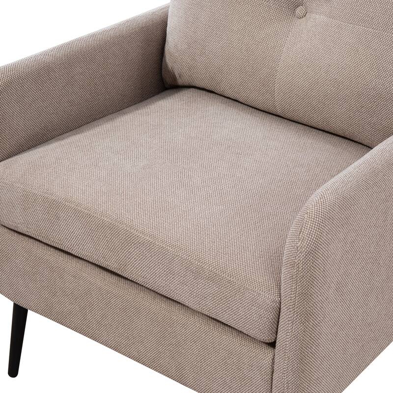 Chenille Fabric Accent Chair with Black Metal Legs, Sturdy Wood Frame, and 300 lbs Weight Capacity