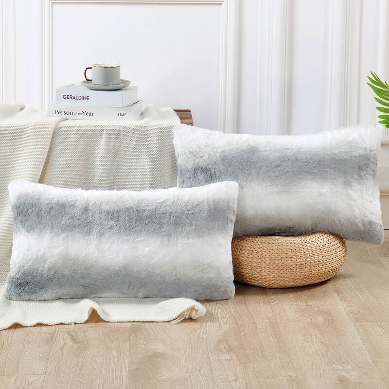 Beckie Stripe Fauxfur Pillow Shell 2 set - 14''x26'' - Vapor